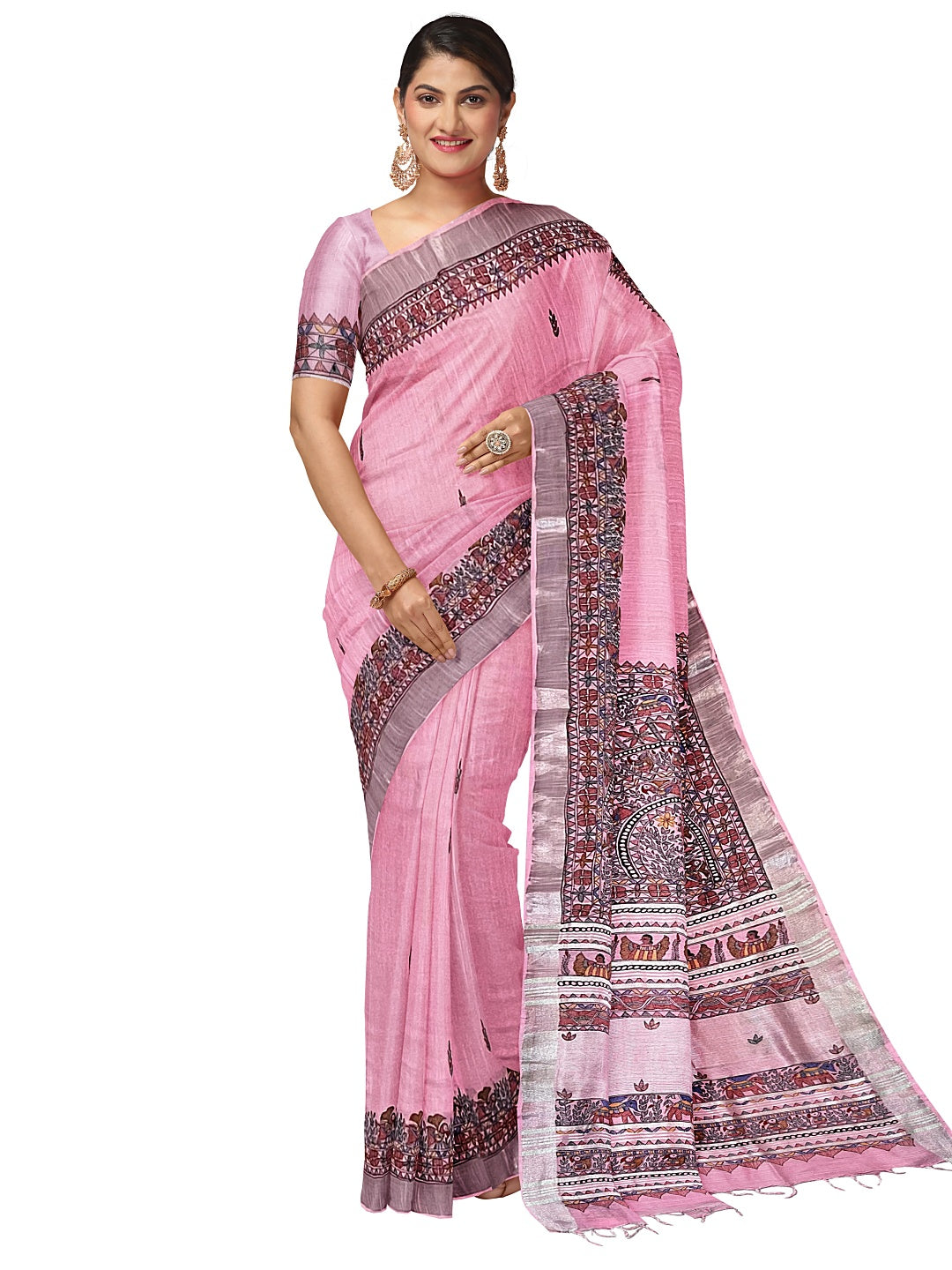 Hand-Painted Madhubani Mayur Saree